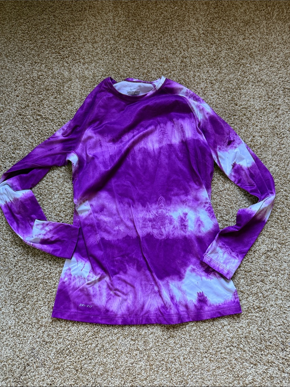 Nike pro combat Purple Tie-Dye Long Sleeve Women's Top